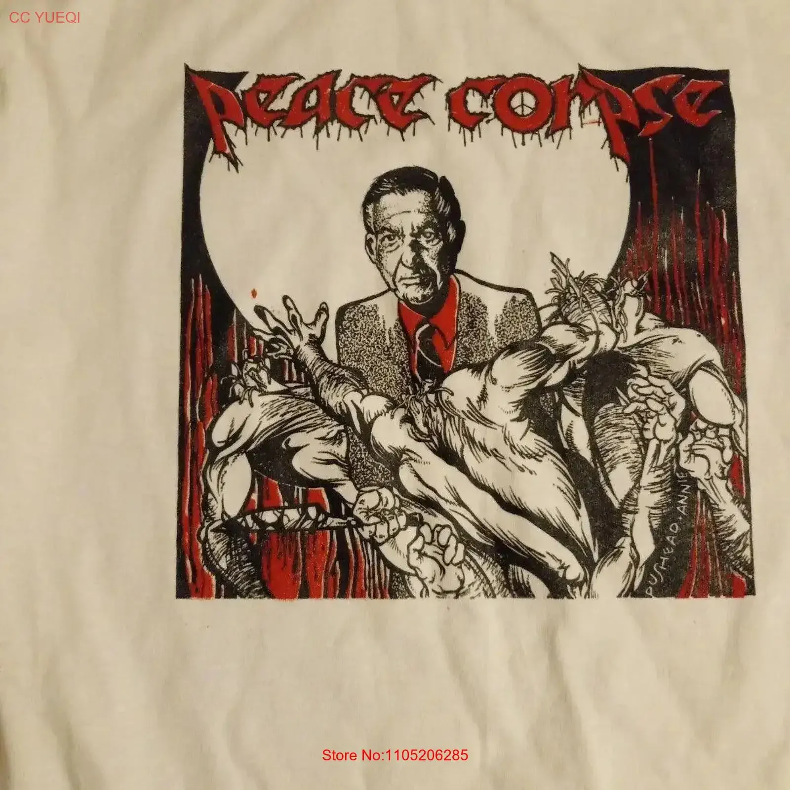 XXL Rare PEACE CORPSE 80s goth kbd Death punk quincy pushead T SHIRT vintage Washed fashion Top For Everyday Wear Comfortable