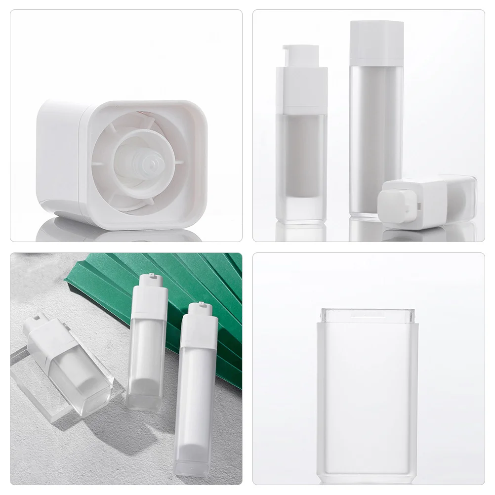 3Pcs Airless Frosted Pump Bottles Refillable Travel Lotion Containers Portable Vacuum Cream Pump Dispenser