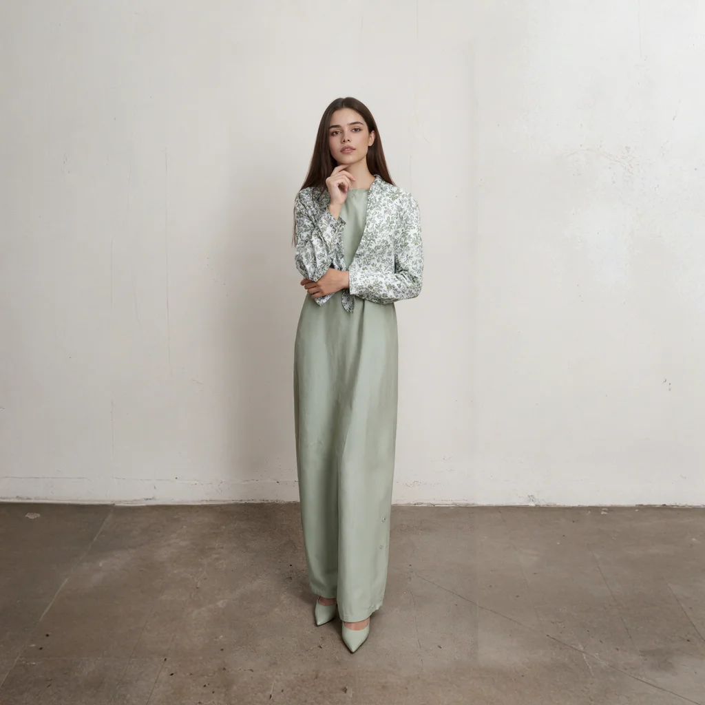 

Autumn Women Cotton Linen Shirt and Dress Set Fashion Print with Pocket Top Quality Dress Collection Elegant Lady 2 Piece Set