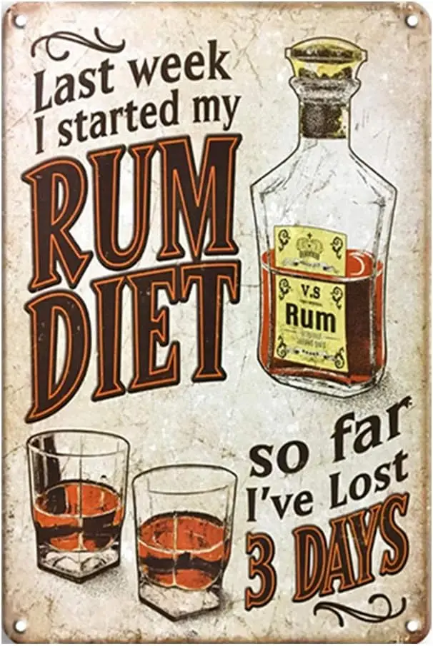 DECORIN Rum Drinks Vintage Bar Alcohol Sign Rum Liquor Retro Signs Man Cave Decor Vintage Metal Signs Home Garage Decor Sig sign