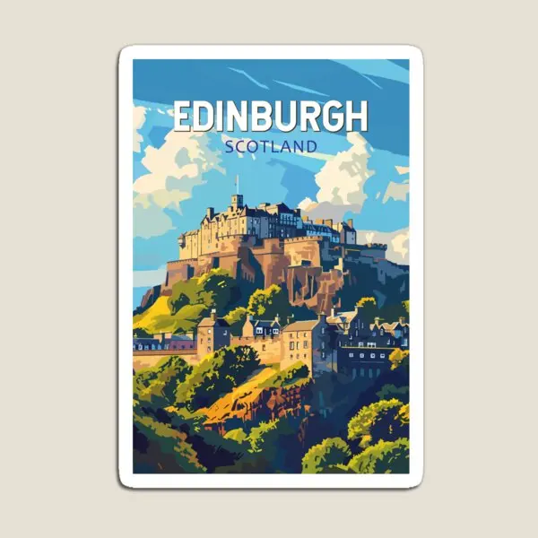 Imán Vintage de arte de viaje de Edimburgo Escocia para niños, soporte magnético colorido para niños, juguete para bebé para organizador de nevera
