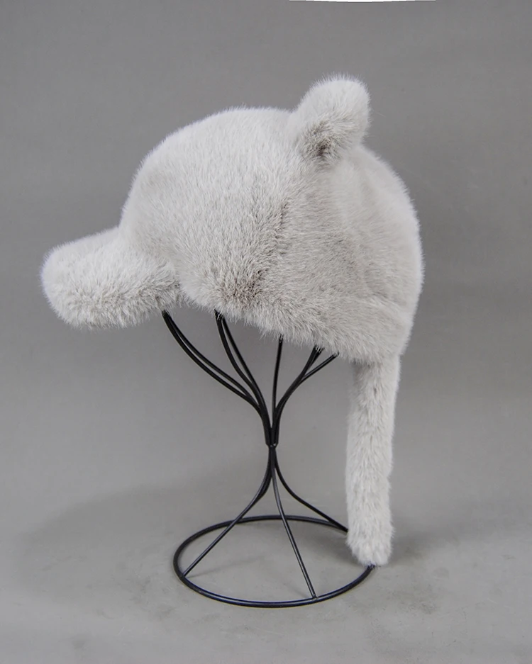 Plüschmütze für Erwachsene, Kinder und Jugendliche, für Pendler, mit Kunstfell-Schwanz, russische Wintermütze, wärmende Baseballkappe, Mützen für Damen. – Detail 10