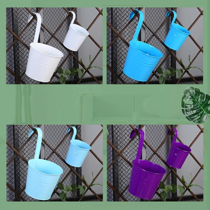 10pcs Hanging Iron Flower Pot Round Mouth Small Plant Organization Pot for Outdoor Fruit Vegetable Planting Garden Decoration