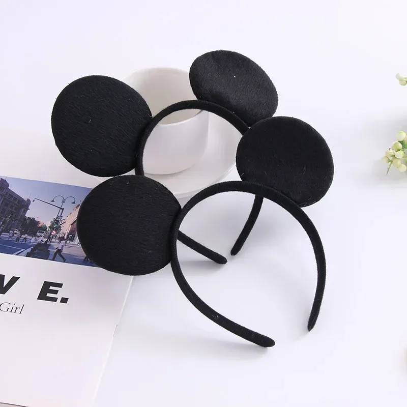 12PCS/SET Mouse Ears Headband Solid Black Bigger Ears Birthday Accessories Hairband Party Party Favors Round Ear Animal Headband view 3