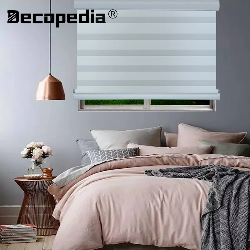 Decopedia Blackout Zebra Blinds for Windows Cordless Roller Blinds Roller Curtains Day and Night Window Blinds for Bedroom