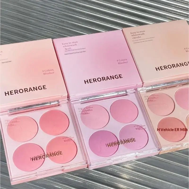 

HERORANGE 4 In 1 Blush Powder Set Face Makeup Mixed Sweet Warm Colors Matte Cheek Powder Facial Beauty Cosmetic Makeup Blush