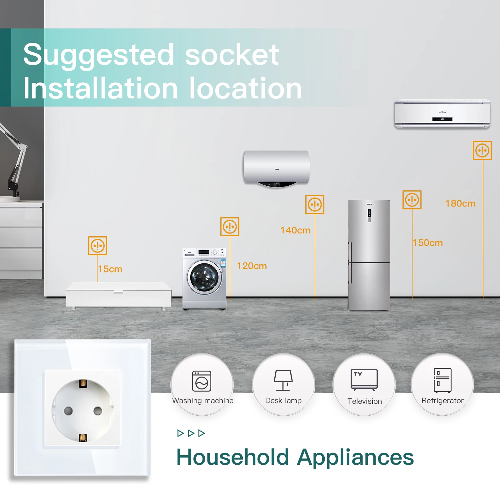 BSEED EU Standard Wall Electrical Sockets Type-C Outlets Wall Power Socket USB Charge Port Glass Panel Kids Protection 16A