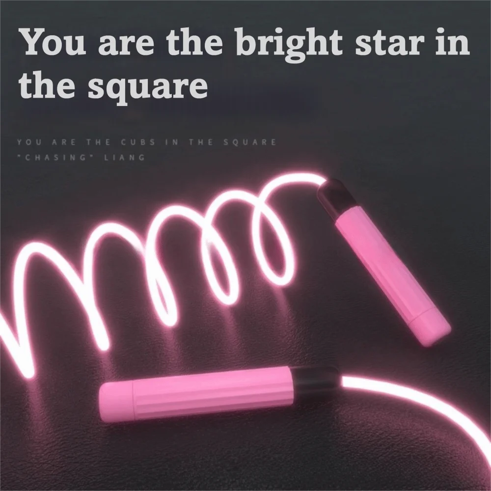 PU LED Luminous Jump Rope Adjustable Length Dazzling Light Glowing Jump Cords Bright Fluorescent Skipping Rope