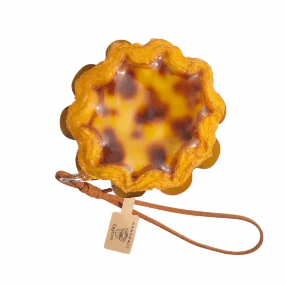 Simulation Food Egg Tart Keychain Miniature Dessert Puff Pastry Shape Egg Tart Model Keyring Flower Shape Sunflower