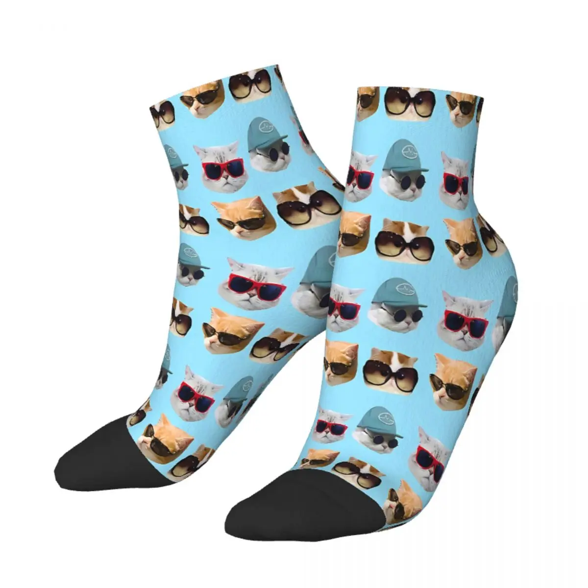 Cats With Glasses Stickers Pack Ankle Socks Male Mens Women Spring Stockings Hip Hop