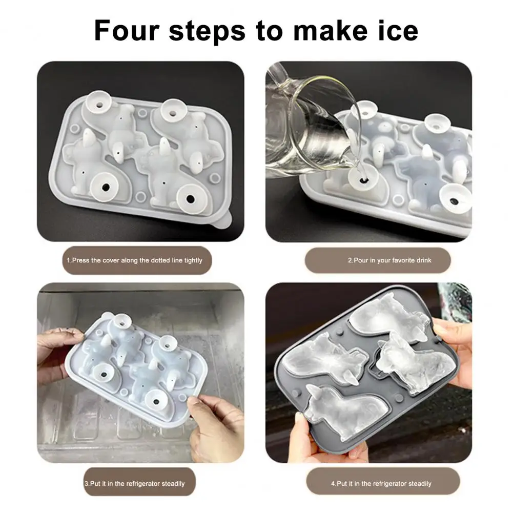 Silicone Pet Dog Ice Cube Mold 3d Pet Dog Silicone Ice Cube Mold Food-grade Slow Melting Cocktail Tray Dishwasher Safe Ice Grid
