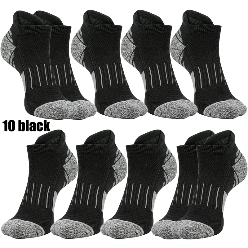 10 Pairs Men's Basketball Socks Fashionable Black White and Gray Breathable Moisture-Wicking Running Casual Adult Sports Socks