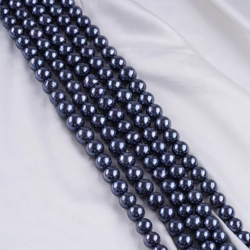 

8-9mm AAA Natural Freshwater Baroque Black Near Round Pearl Spacer Bead Jewelry Make DIY Necklace Bracelet Women Premium Wedding