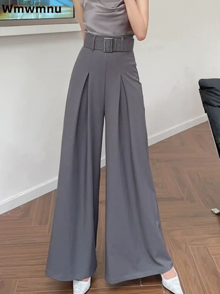 

Женские повседневные широкие спортивные штаны, корейская мода, свободный костюм с высокой талией, брюки, мешковатые прямые спортивные брюки Hosen