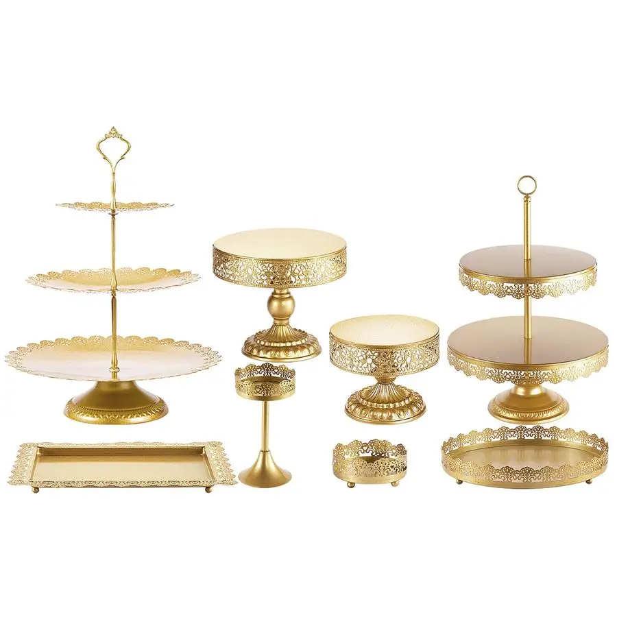

Stand Set8 Pcs Gold Cake Stand Dessert Table Display SetCake Stands for Dessert TableTable Decoration Display Tower Plate for Ba