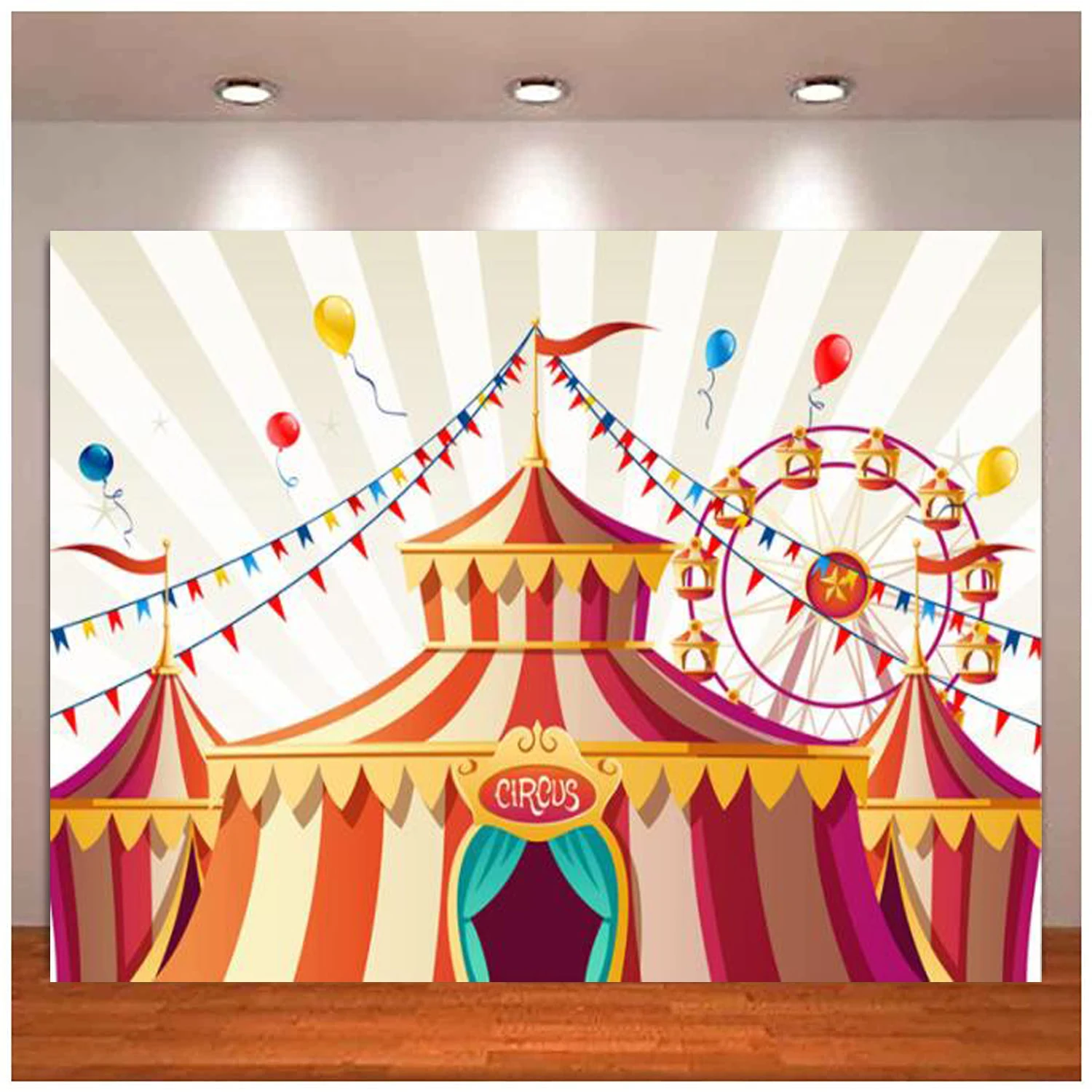 

Red Circus Photography Backdrop Carnival Night Party Decor Newborn Baby Shower Background Boys Girls 1st Birthday Cake Table