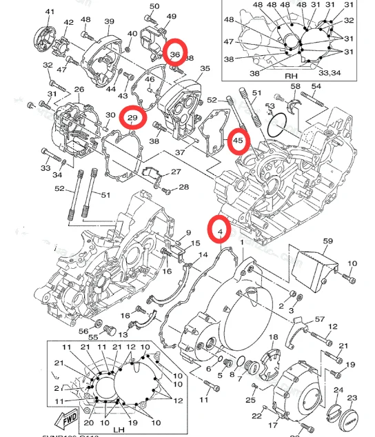 Crankcase Generator Clutch Cover Gasket Kits For Yamaha XV1600 Road Star 1600 99-03 XV1700 Roadstar1700 02-14 view 2