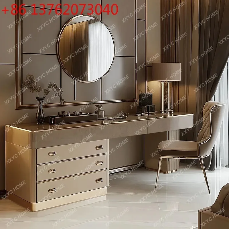 

A Full Set Wooden Vanity Table Nordic Aesthetic Beauty Luxury Makeup Dresser Drawers Organizer Tavolo Trucco Home Furniture