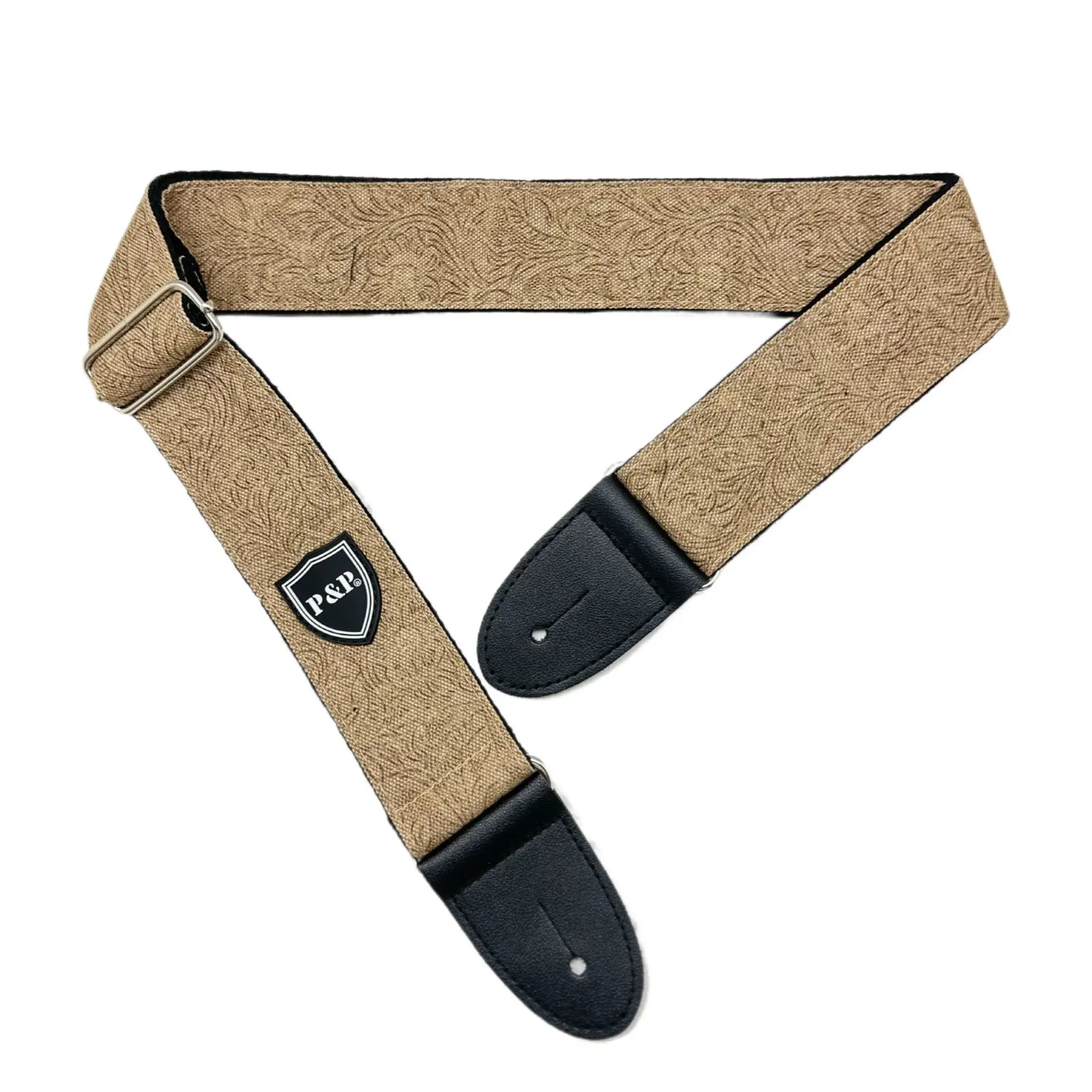 Pasek do gitary z denimu i bawełny, retro tłoczony wzór, regulowany uniwersalny pasek do gitary folkowej, gitary elektrycznej i gitary basowej.