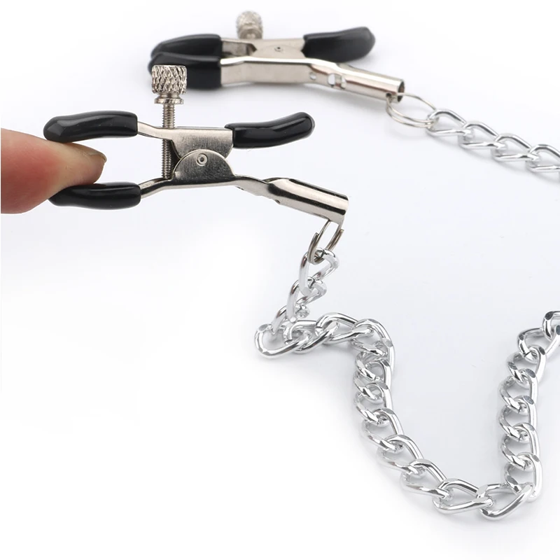 Pinzas de Metal con cadena para estimular el pecho para mujer, accesorio Sexy para senos porno, Juguetes sexuales para adultos, juguete erótico para coqueteo para parejas