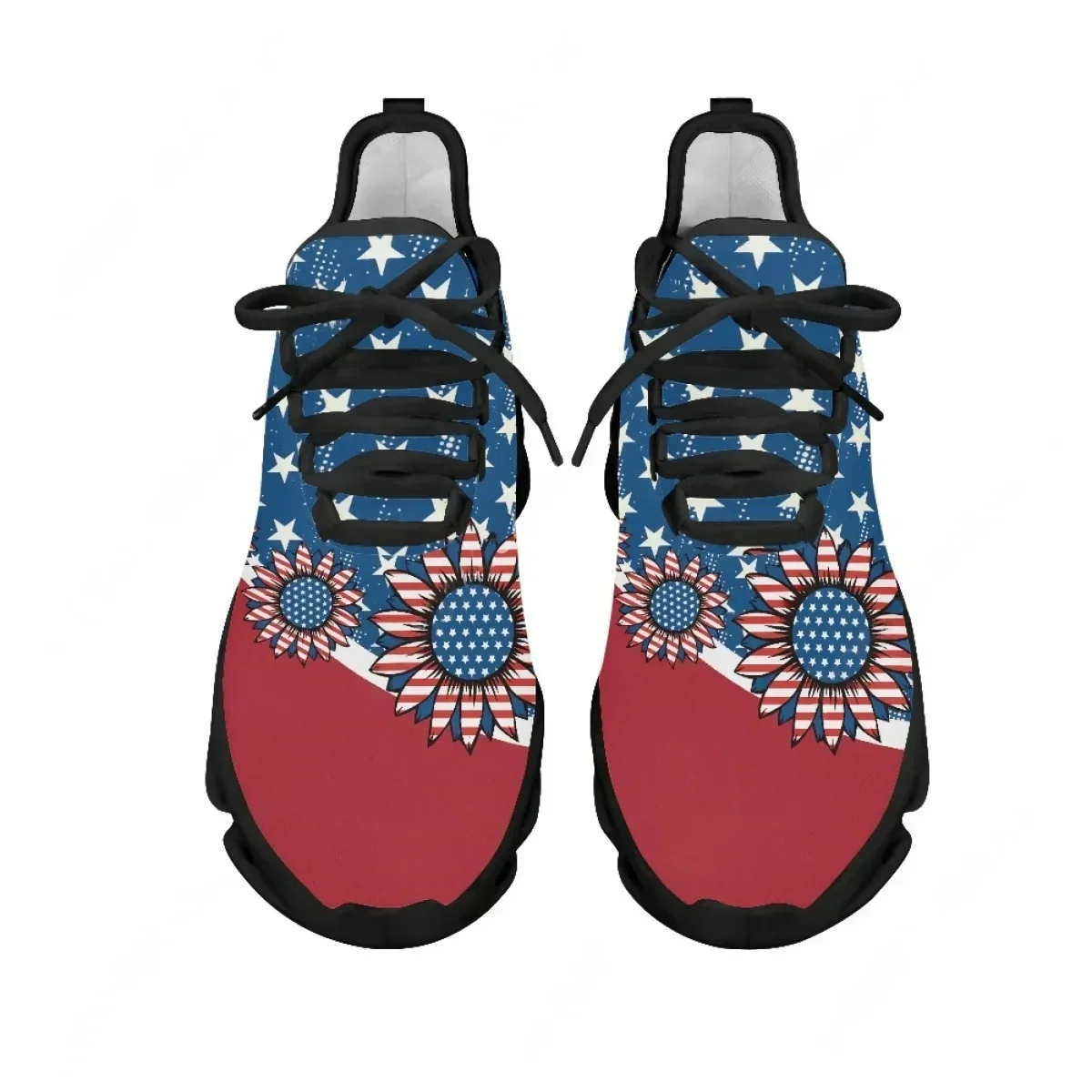 

Женские кроссовки с сетчатым верхом и американским флагом, 2023, летние дышащие кроссовки на платформе с воздушной подушкой, теннисные туфли с принтом подсолнухов
