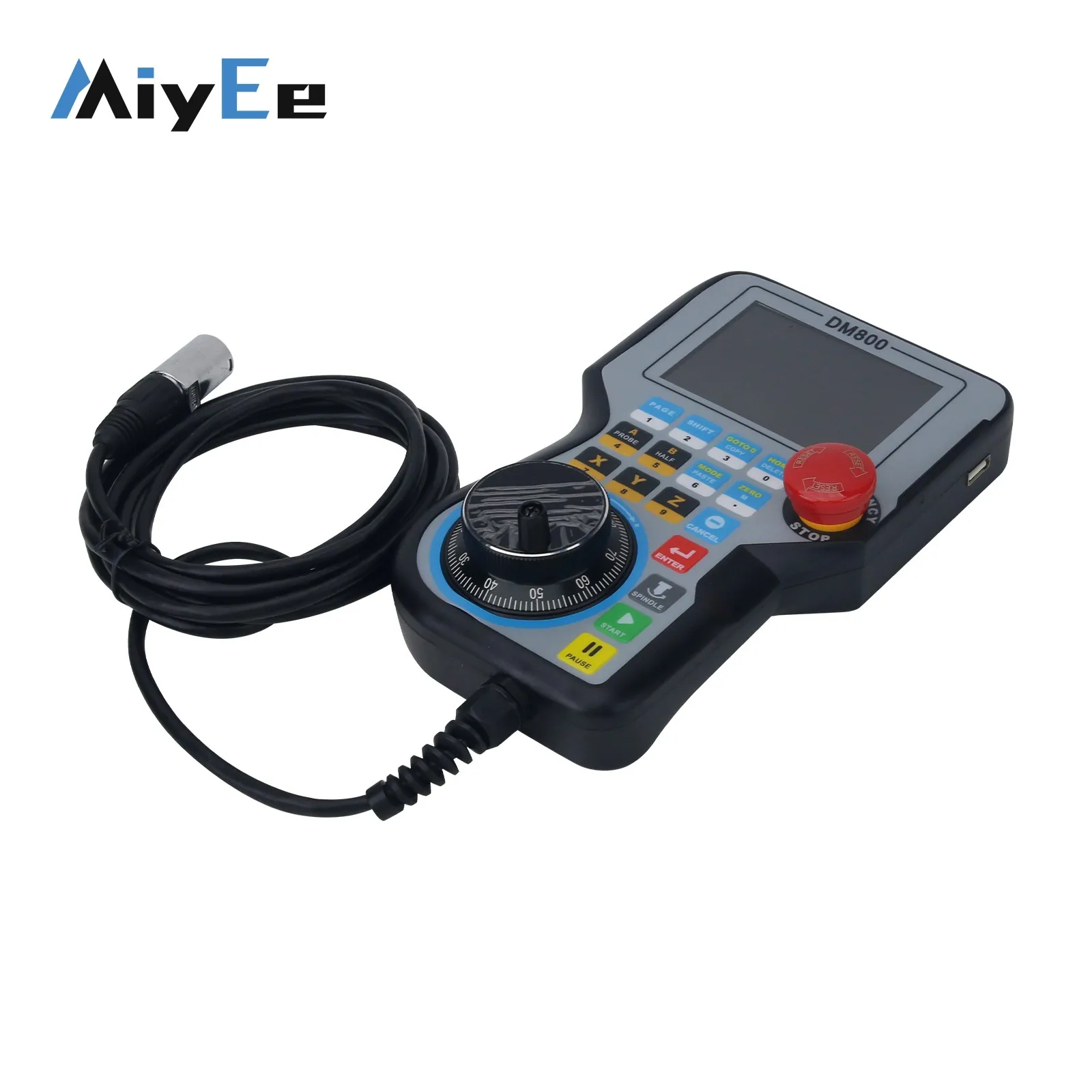 DM800 3-Axis/4-Axis/5-Axis Handheld CNC Controller Built-in MPG 3.8-inch Display Motion Controller with Emergency Stop Button