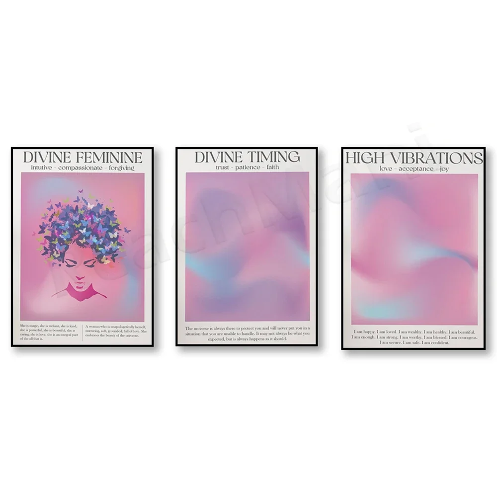 Divine Feminine Wall Art, Spiritual Poster, Gradient Print, Pink Gradient Poster, Stylish Wall Art, Reiki Print