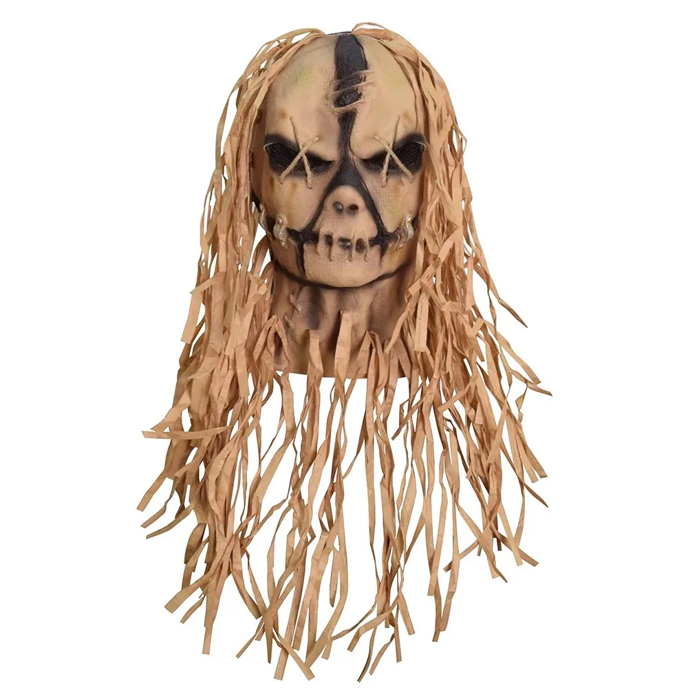 

Realistic Scary Scarecrow Mask Spooky Latex Halloween Scarecrow Hood Breathable Funny Terrifying Cosplay Mask Carnival Party