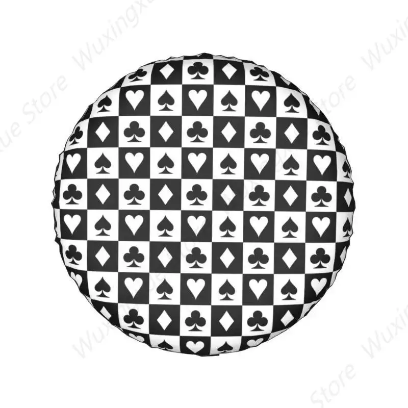 Playing Card Suits Checkerboard Spare Tire Cover for Jeep Grand Cherokee Checkered 4WD 4x4 Trailer Wheel 14