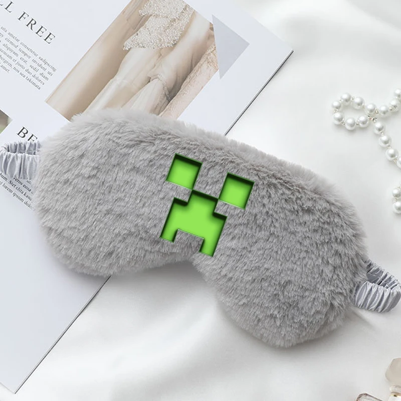 Game Theme Soft Plush Eye Masks Sleeping Mask  Minecrafted Sleeping Blindfold Eye Cover Boys Male Plush Mask Fashion Eyepatch view 5