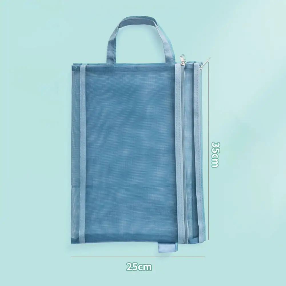 Saco De Arquivo De Malha De Nylon Com Cordão Suporte De Arquivo Transparente Organizador De Documentos De Dupla Camada Recipiente De Arquivo De Trabalho De Escritório A4