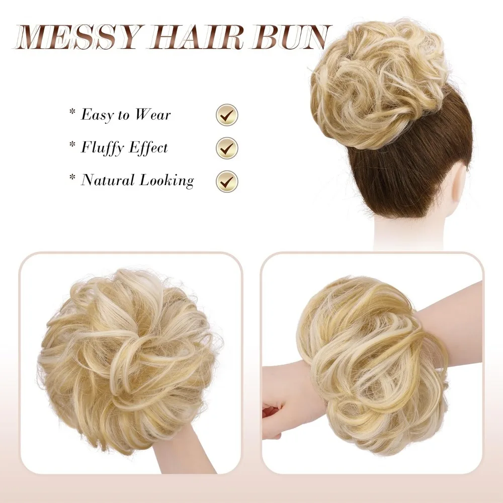 ที่คาดผมทรงมวยผมยุ่งแบบยืดหยุ่น - ยางมัดผมทรงมวยหยิกเป็นลอน ต่อผมปลอมแบบชิญองสำหรับผู้หญิงและเด็กผู้หญิง, B