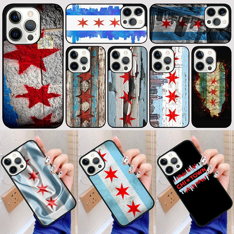 Chicago Flag Art Print Phone Case Back Cover for iPhone 16 15 SE2020 14 13 11 12 Pro Max mini XS XR X PlusS Fundas Coque