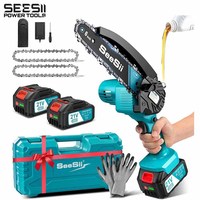 SEESII 6'' Cordless Mini Chainsaw 15.2cm Electric Saw Rechargeable Woodworking Garden Pruning Saw Tools for Makita 18V Battery ﻿