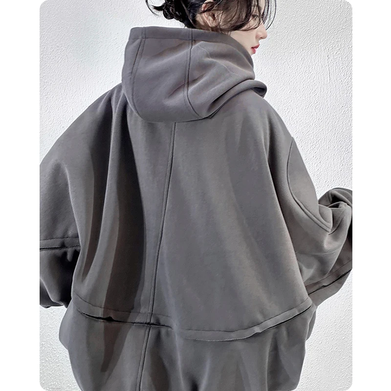 Unisex Techwear Bat Sleeve Hoodies Spring Patchwork Hooded Wizard Sweatshirt Pullover HipHop Streetwear Men\'s clothing Harajuku