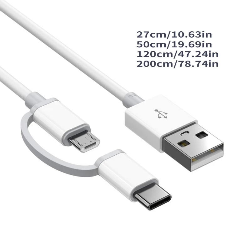 2 In 1 USB Data Sync Fast Charging Cable Micro USB Type C to USB Cable for Phone Dropship