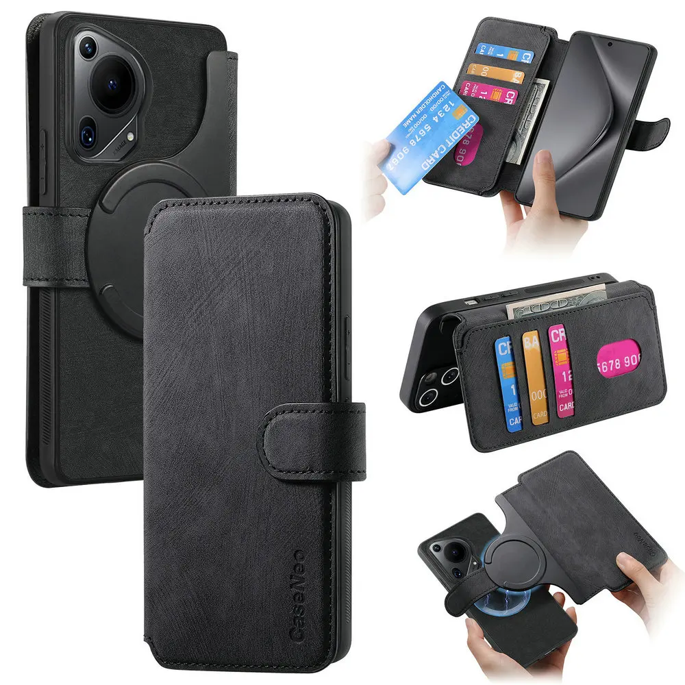 Magsafe Case for Huawei Pura 70 Pro Plus 5G Leather 2 IN 1 Detachable RFID Book Funda Pura 70 Ultra Flip Cover Phone Pura70 Pro+