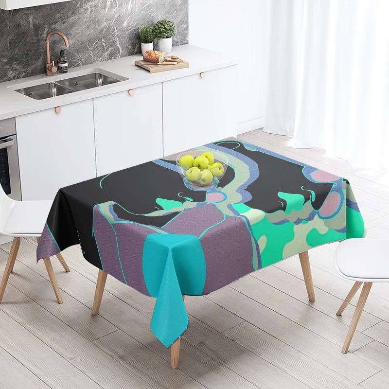 Morandi color ins style tablecloth abstract line art design cafe Scandinavian style decorative rectangular tablecloths