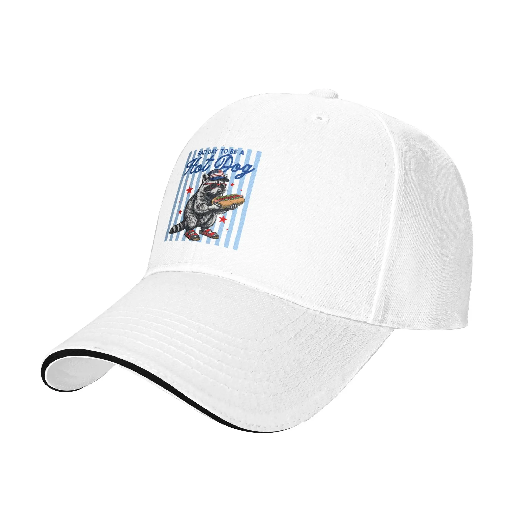 Summer Bad Day to Be A Hot Dog Funny Raccoon Hotdog 4th of July Baseball Cap y2k Cool Hip Hop Hats Unisex Sun Snapback Cap
