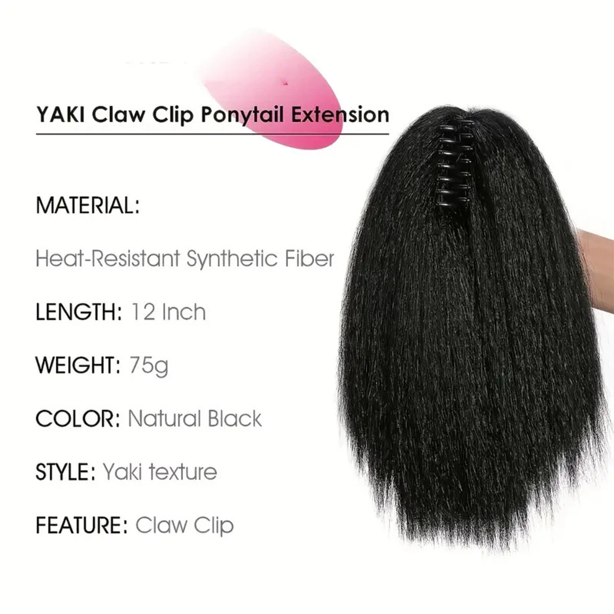 Synthetic Long Straight Claw Clip On Ponytail Hair Extensions 12 Inch Jacques PonyTail Hairpiece For Women Daily Party