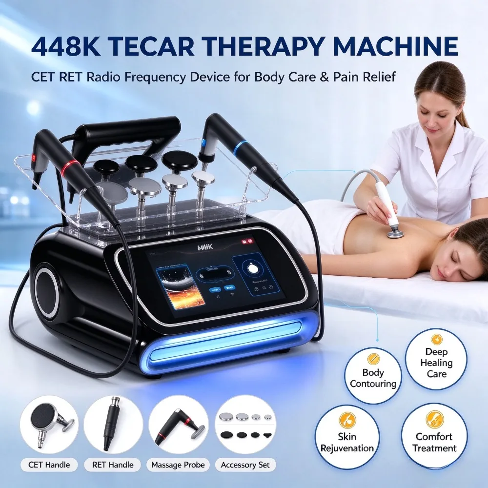 448K Tecar Therapy Machine, CET RET Radio Frequency Device for Body Contouring Pain Relief & Skin Rejuvenation