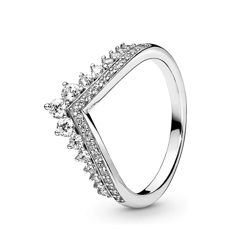 New 925 sterling silver dazzling crown heart shaped water drop ring is light and luxurious exquisite charm women's jewelry gift