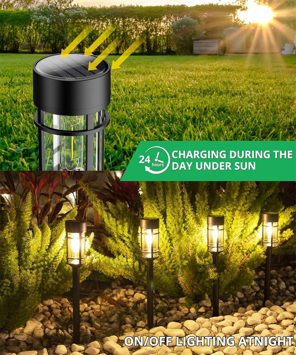 2PCS Solar Pathway Lights Waterproof Upgraded Walkway Landscape Outdoor Driveway Lights for Yard Lawn Patio Garden Decor