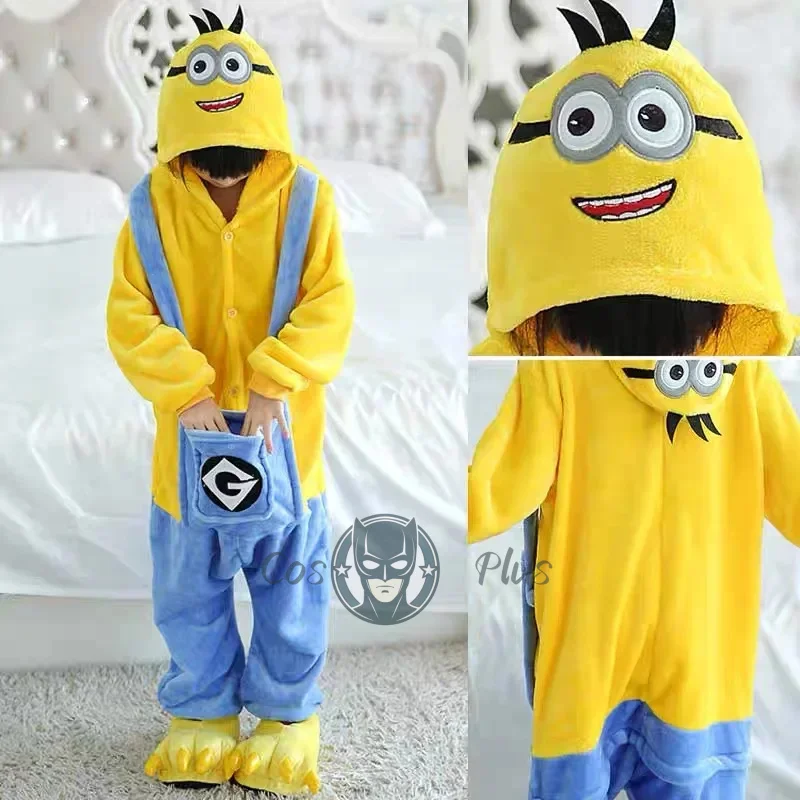 Миньоны кигуруми комбинезон косплей аниме костюм Хэллоуин зимние фланелевые пижамы Хэллоуин Рождественская одежда для взрослых