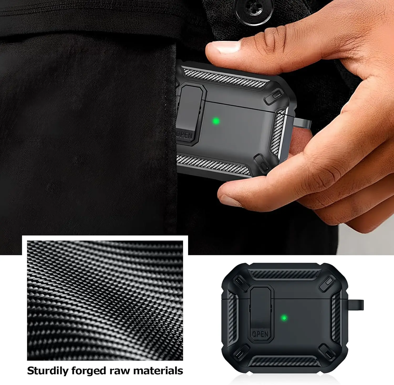 حافظات قفل آمنة لهاتف AirPods Pro 3 (2025 جديد) مع طقم تنظيف وغطاء حماية من السقوط لسلسلة المفاتيح لعلبة AirPods Pro 3 Funda