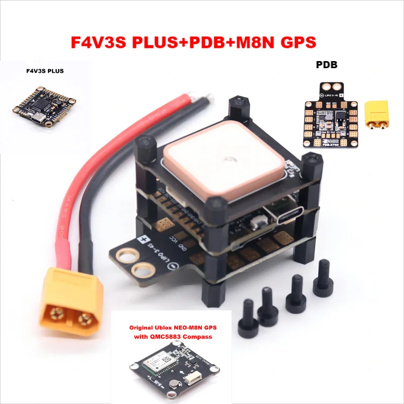 

F4V3S PLUS Flight Controller + PDB + N8N GPS F4 F7 Racing Drone Flight Controller