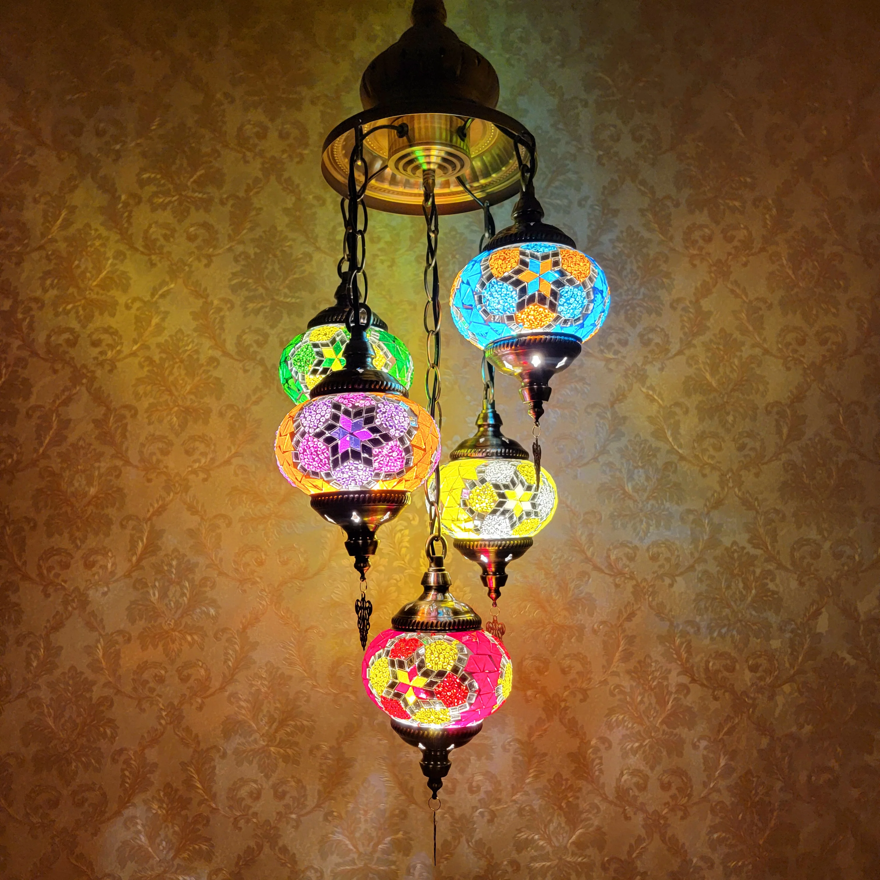 

Hot Sale Luxury Turkish Chandelier Lamp Large Art Glass Pendant Lights
