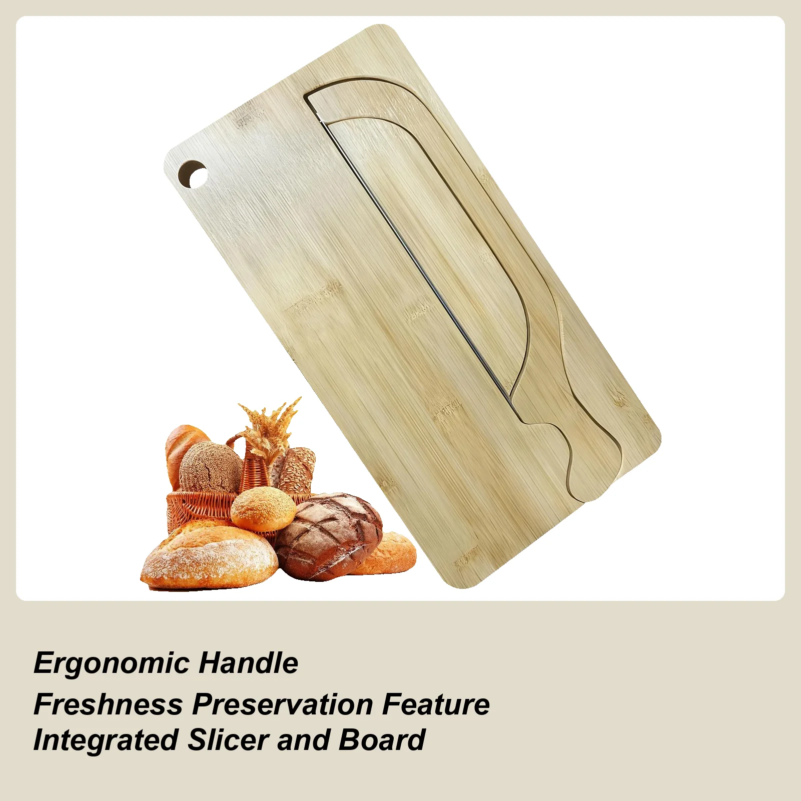 

Bread Cutting Board Bow Shaped Stainless Cutter Wood Bread Serving Tray Set For Left And Right Hands Bagels French Baguettes
