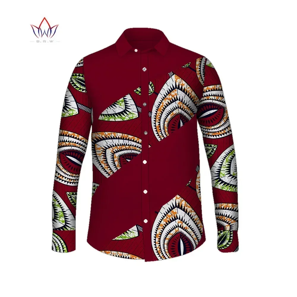 African Men Clothing Dashiki Men Lapel Top Shirt Bazin Riche African Men Clothes Cotton Print Patchwork Tops Shirts WYN1413