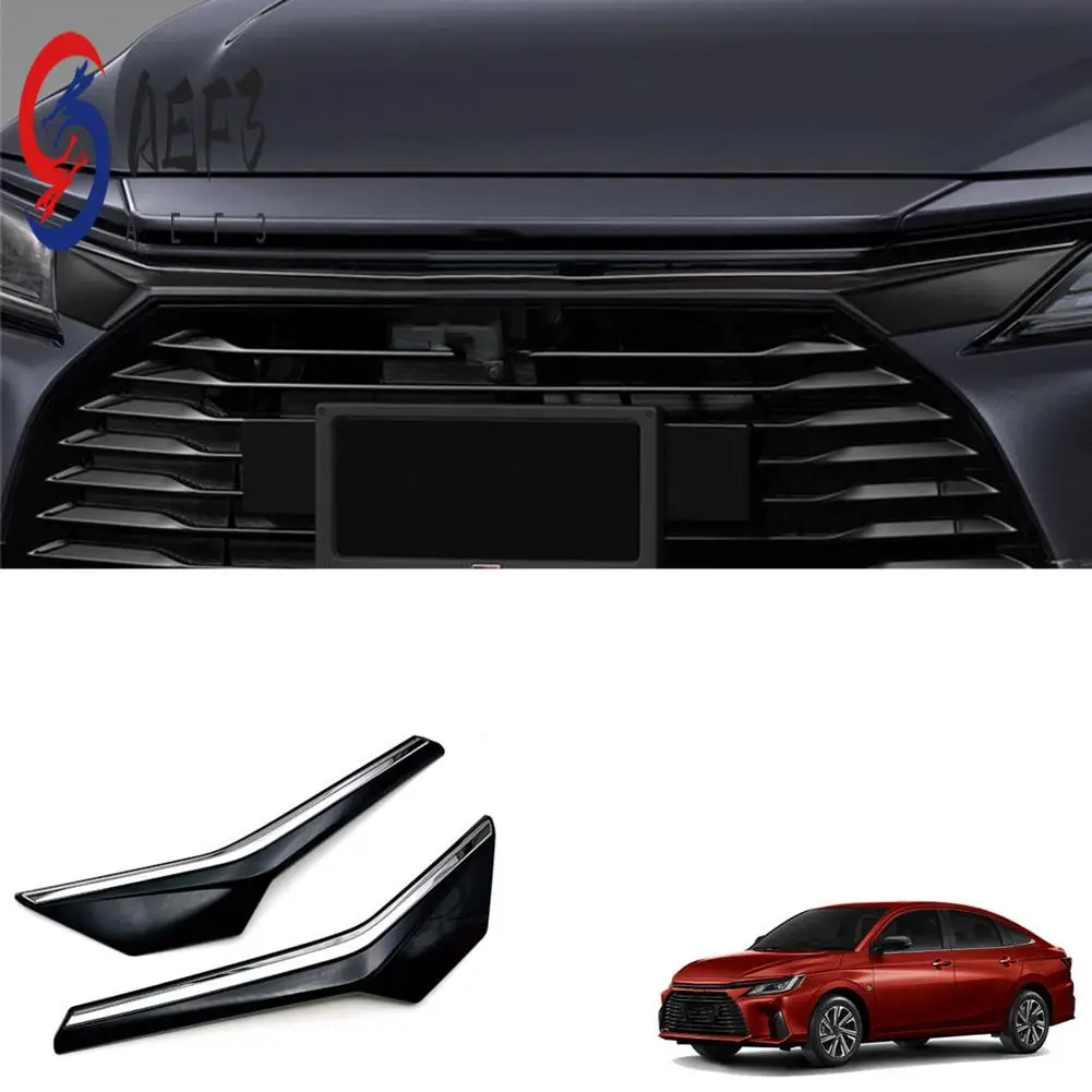 

AEF3-Car Glossy Black Front Center Grille Trim For Toyota Yaris Ativ / Vois 2022 2023